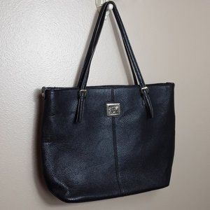 Anne Klein Black Leather Laptop Work Tote